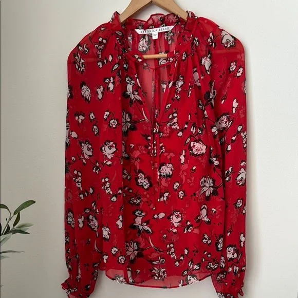 VERONICA BEARD Floral Silk Top, Size 6 - Picture 6 of 16